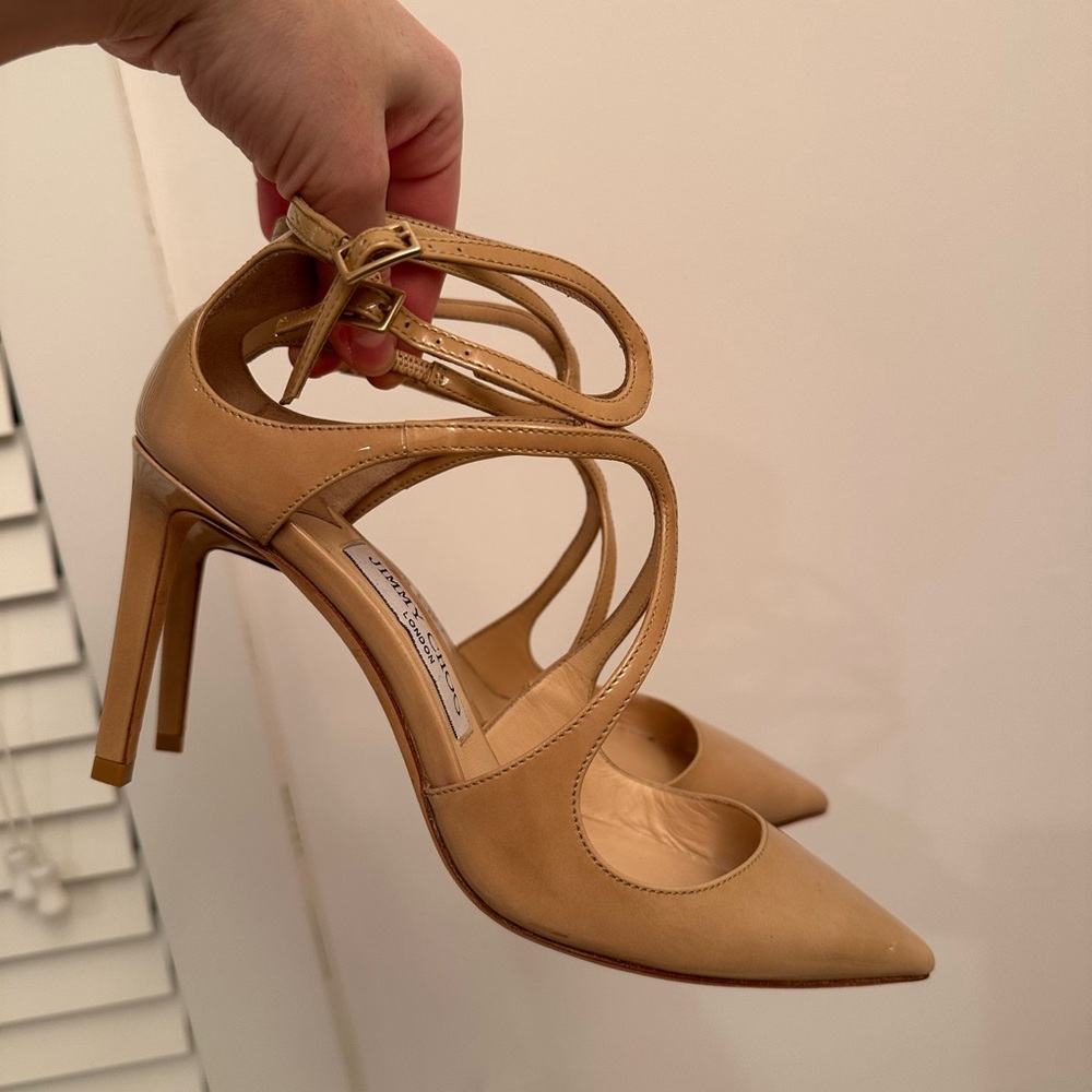 Gorgeous Jimmy Choo Patent Nude Heels 37